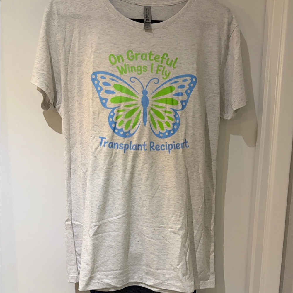Next Level Apparel Womens Tee with Butterfly Graphic - Light Gray Never Worn